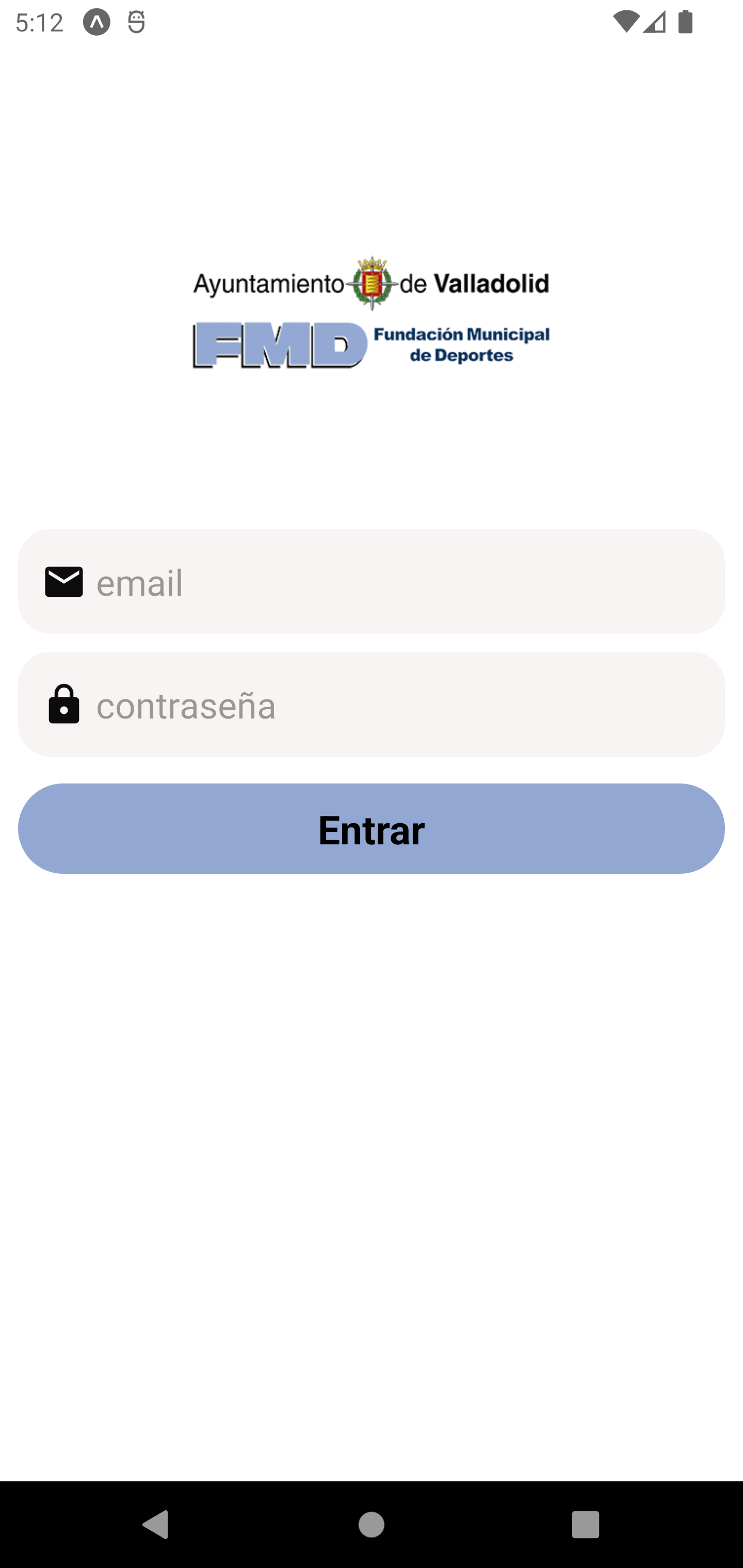 Pantalla de inicio de sesión